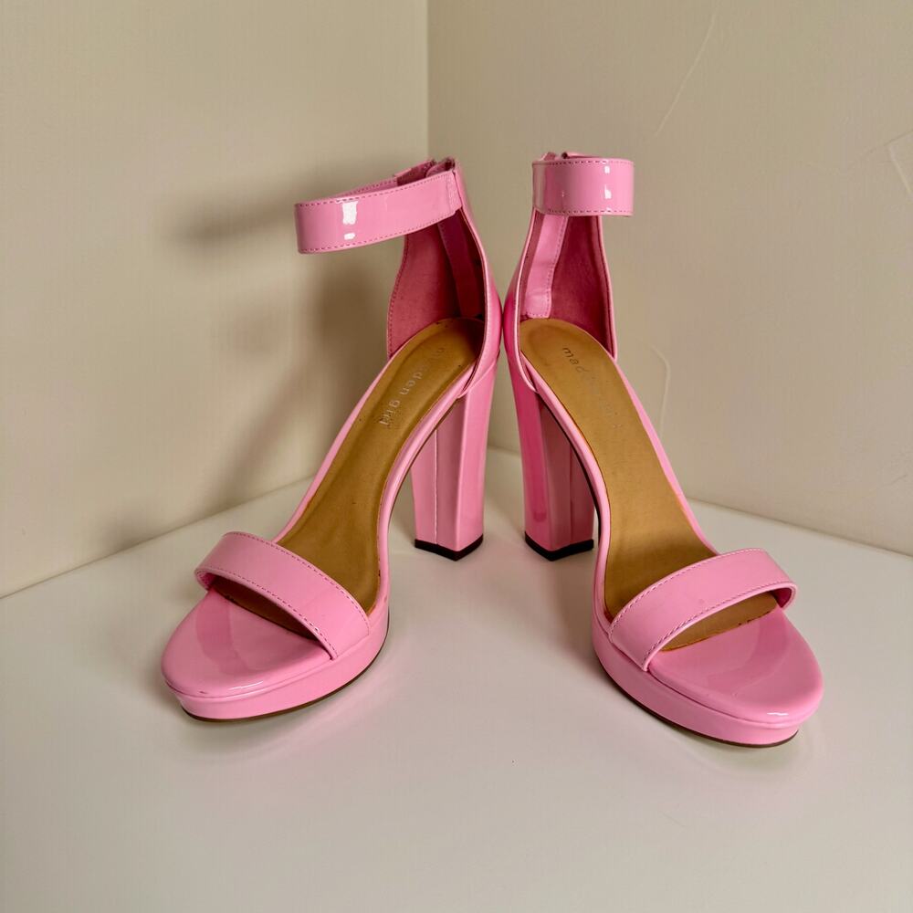 Steve Madden Pink Patent Platform Block Heel Women's 8.5 Y2K Coquette Going Out - Picture 8 of 16